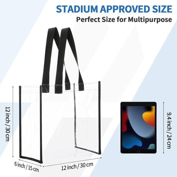 2-Pack Stadium Approved Clear Tote Bag, 12x12x6 Clear Lunch Bag, Perfect for Wor - Picture 4 of 8
